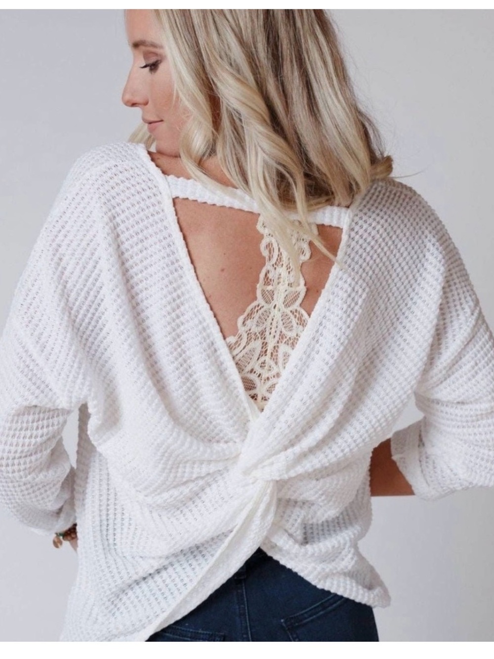Three Bird Nest White Twist-Back Sweater XL | Coastal Cowgirl Bohemian Cozycore